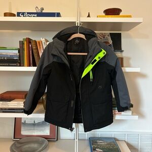 Gerry Boys Hooded Winter Jacket Small 7/8 Black/Gray